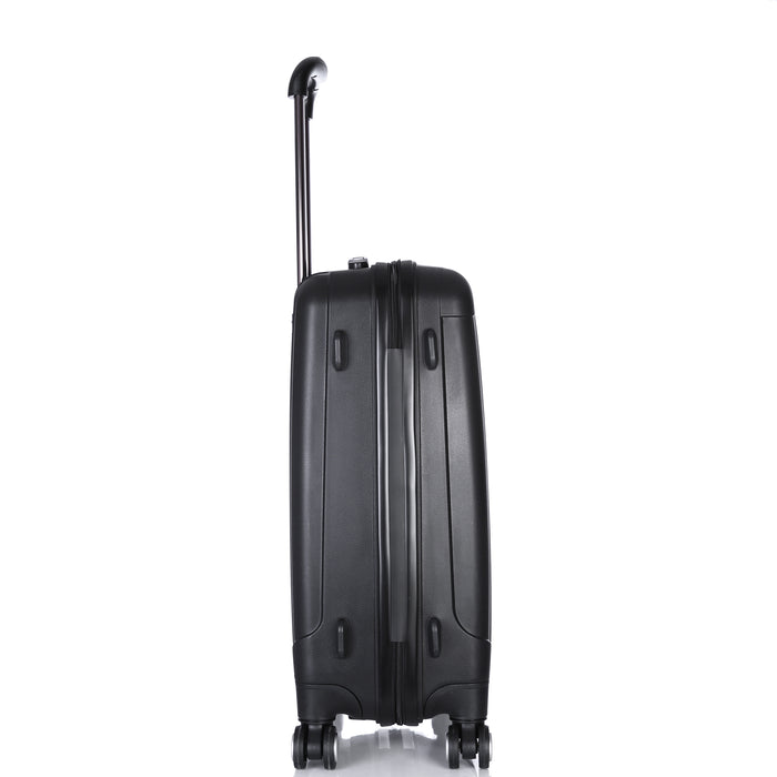 Hard Black Suitcase Set of 3 Virtually Indestructible LuggageX 4 Double Spinner Wheels