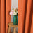 Burnt Orange Blackout Curtains 90" W x 90" L Eyelet Ring Top Grommets Tie Backs