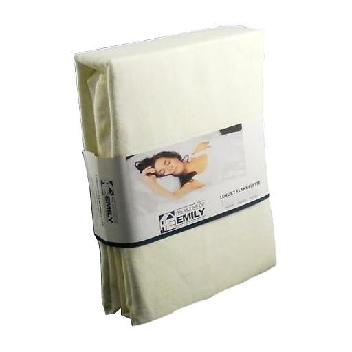 Super King Size Brushed Cotton Flannelette Pillowcase Pair Cream 50 x 90cm