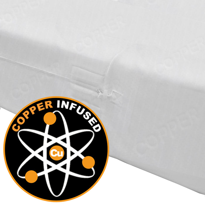 Anti Bacterial & Anti Viral Copper Infused Mattress Protector Waterproof Fully Enclosed Zip Closure
