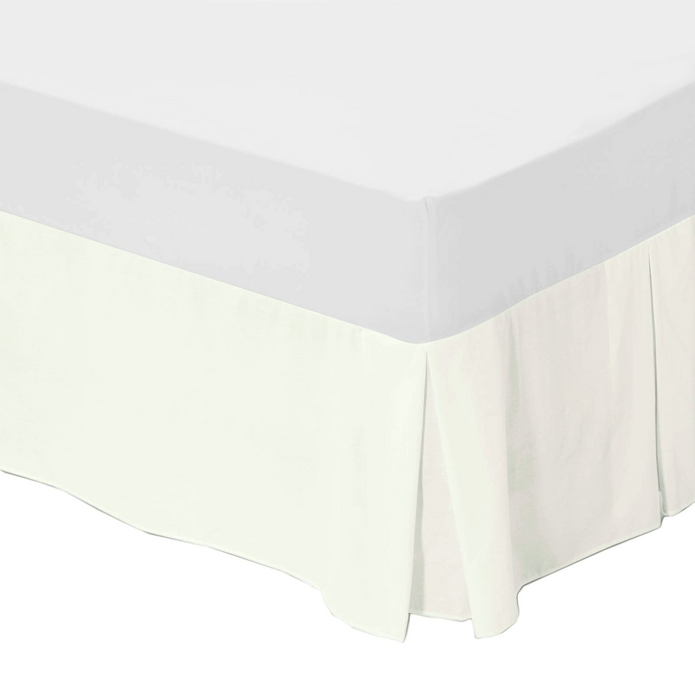Cream Super King Size Base Valance Box Pleated with Long 16" Drop 200Tc