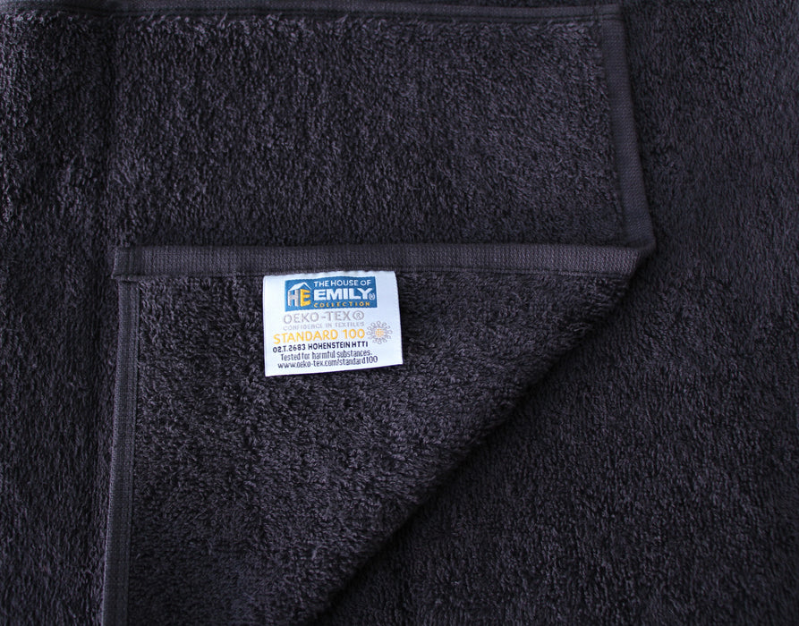 Black Gym Sport Towels 30 x 85cm 100% Cotton 450gsm