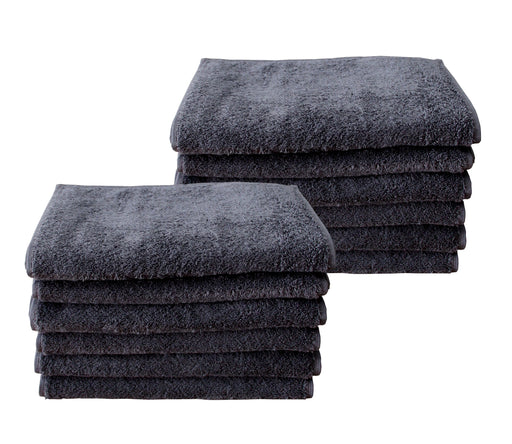 Dark Grey Face Towels Wash Cloths Flannels 600gsm Turkish Cotton Packs of 12 and 96