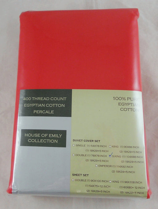 Super King Size Egyptian Cotton Percale Duvet Cover Set 400 Tc Plain Red