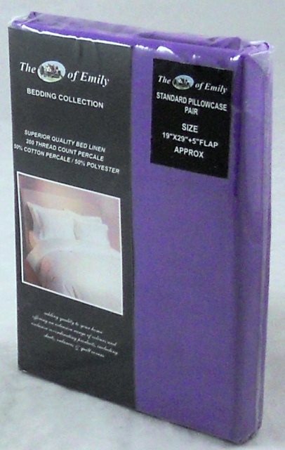 Purple Pillowcases Pack of 2 Standard Size Polycotton 200Tc