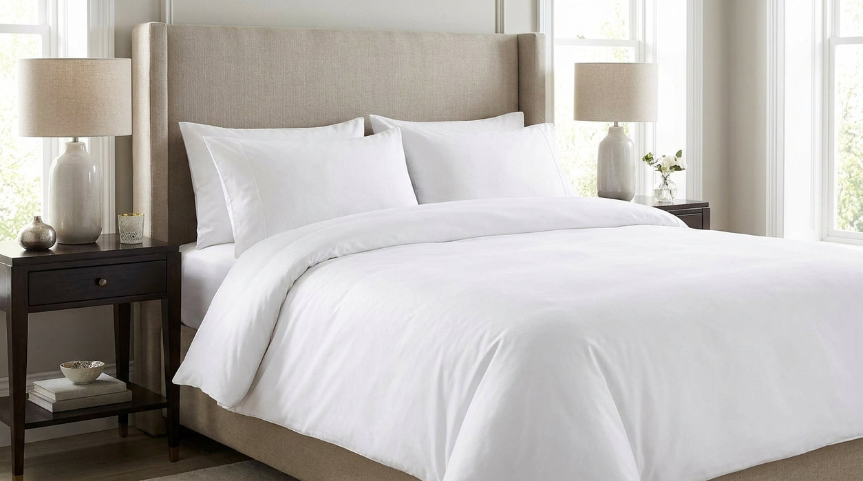 White 100% Cotton Duvet Cover Set Percale 200 Thread Count Bedding Single Double King Super King