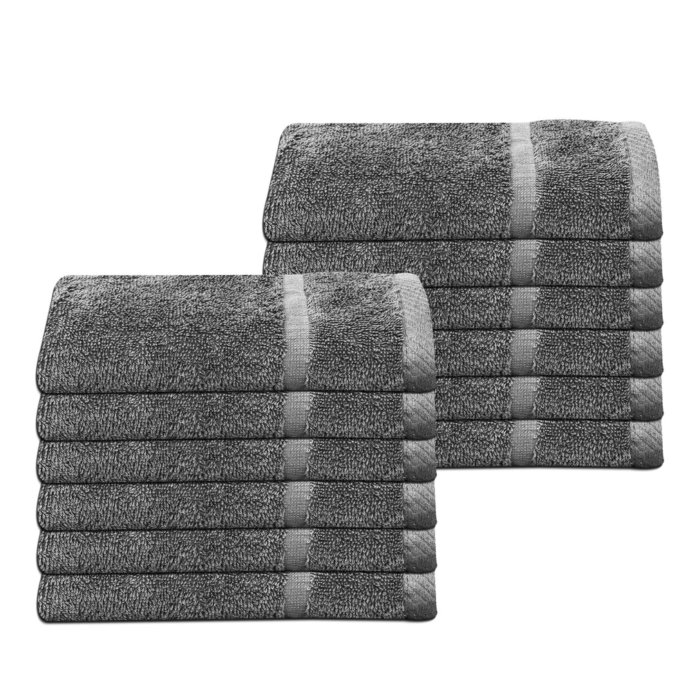 12 Pack Grey Hand Towels 50 x 90 cm 360gsm 100% Cotton