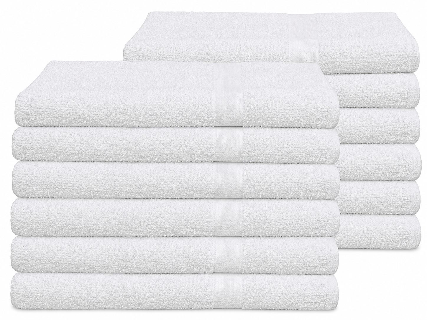 Wholesale Thin White Bath Towels Bulk Buy 100% Cotton 320 gsm Budget Quality Packs of 12, 60, 72 and 720