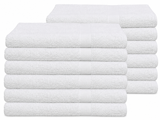 White Thin Bath Towels Bulk Buy 100% Cotton 320 gsm Budget Quality Packs of 12, 60, 72 and 720