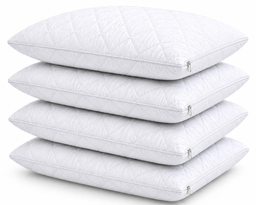 Pillow Protectors Zipped Quilted Anti Allergy Microfibre Soft Touch Fully Enclosed Covers 4 Pack