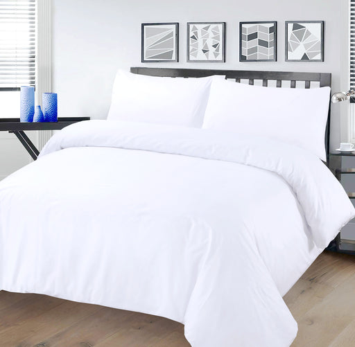 Superking White Duvet Cover with Two Pillowcases Polycotton