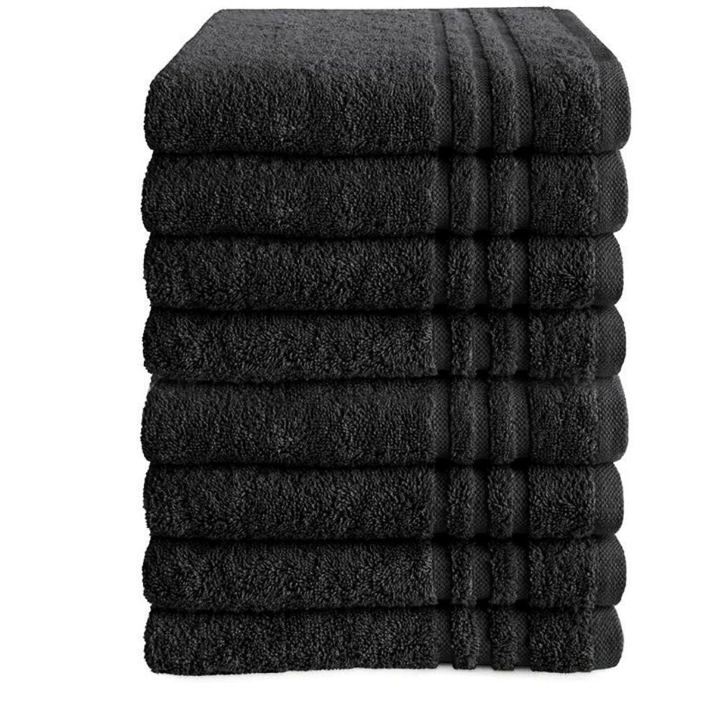 Black Luxury Hand Towels 650 gsm 100% Ringspun Cotton Packs of 6, 12 and 48