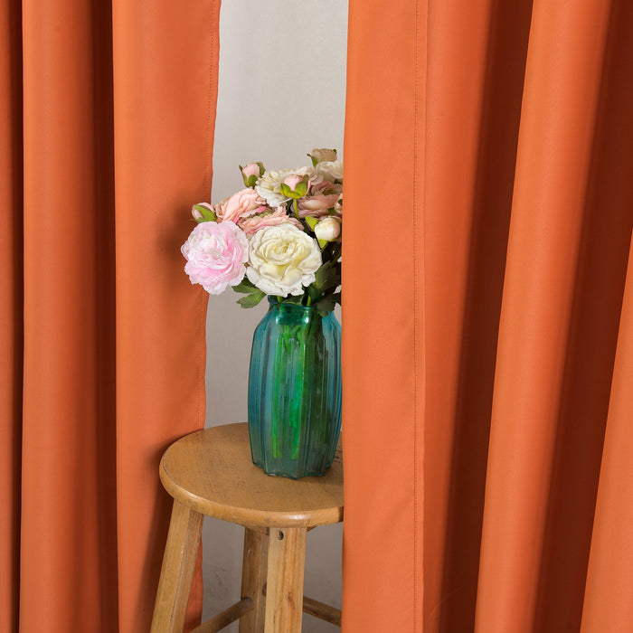 46" x 72" Burnt Orange Blackout Bedroom Eyelet Curtains with Tiebacks
