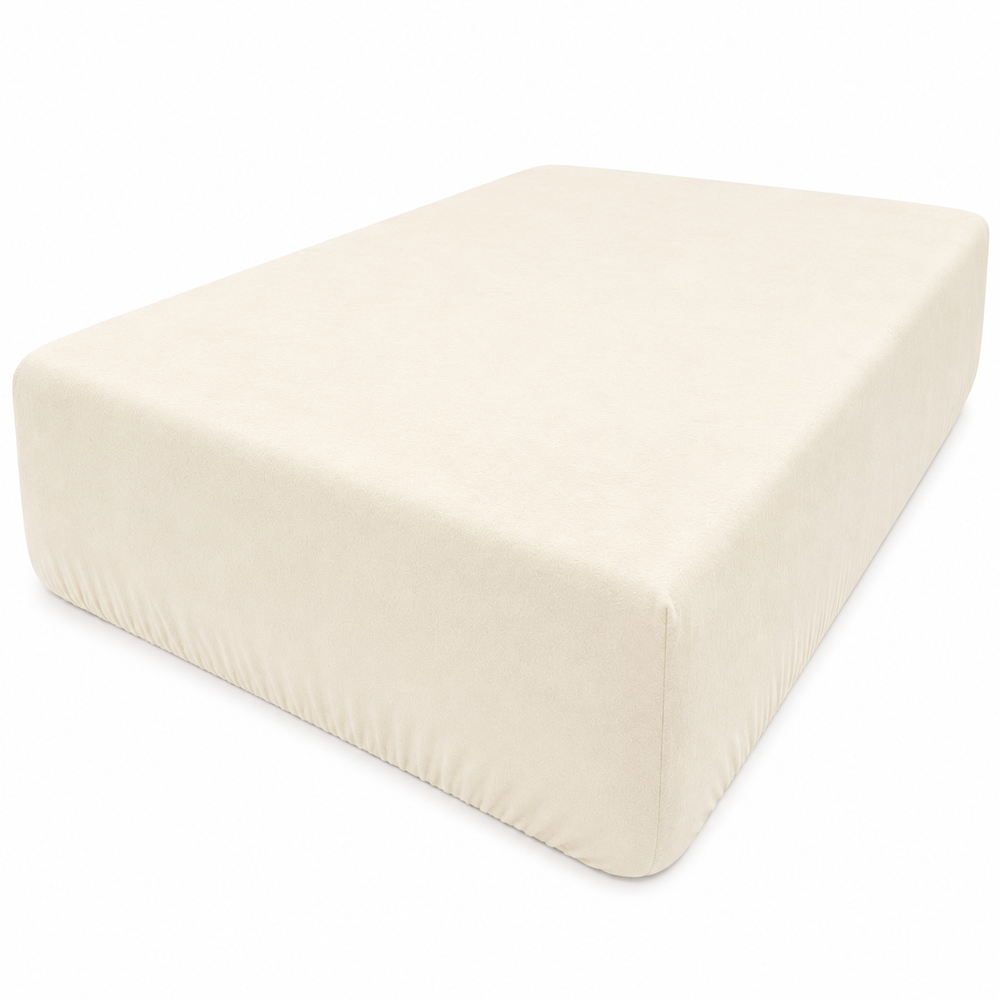 Euro Long Single 90 x 200cm Brushed Cotton 12 inch Deep Fitted Sheet Cream