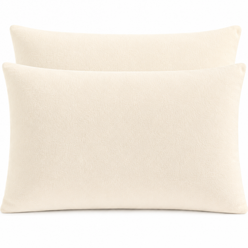 Super King Size Brushed Cotton Flannelette Pillowcase Pair Cream 50 x 90cm