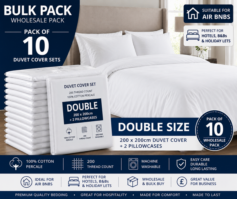 Wholesale White Duvet Cover Sets 100% Cotton Percale 200Tc Includes Pillowcase(s)