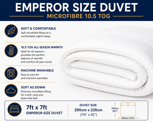 Extra Large Big Duvet Emperor 290cm x 235cm 10.5 tog Luxury Microfibre Down Alternative