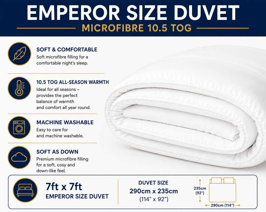 Extra Large Big Duvet Emperor 290cm x 235cm 10.5 tog Luxury Microfibre Down Alternative