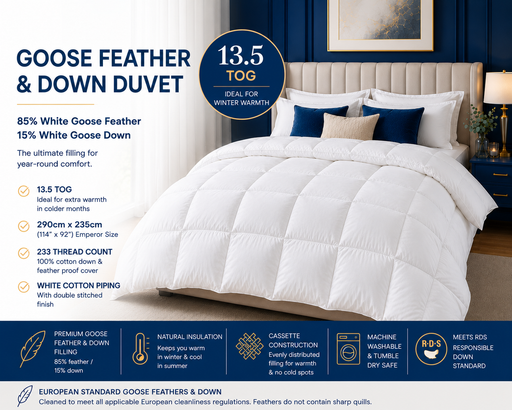 Large Emperor Goose Feather and Down Duvet 13.5 Tog