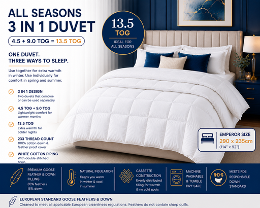 Emperor All Seasons Duvet Goose Feather and Down 4.5 + 9.0 Tog