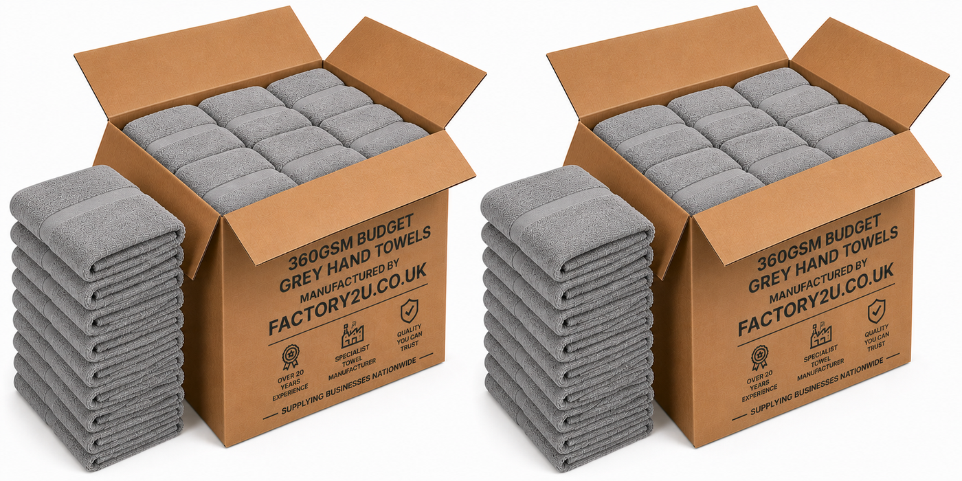 Bulk Grey Hand Towels – 100% Cotton 360 GSM, Wholesale Value Towels for Home & Commercial Use