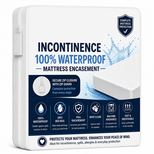 Waterproof Mattress Protector Encasement for Incontinence – Wipe Clean, Zipped Bed Cover, All Sizes