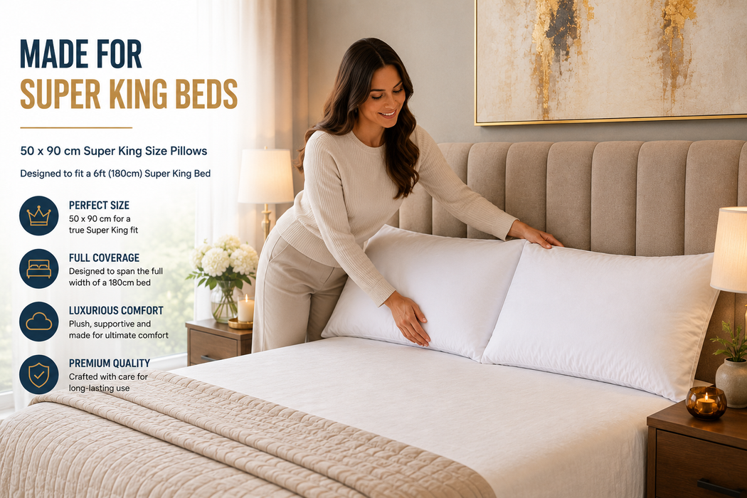 Super King Size Luxury Pillows Pack of 2 Down Alternative Microfibre