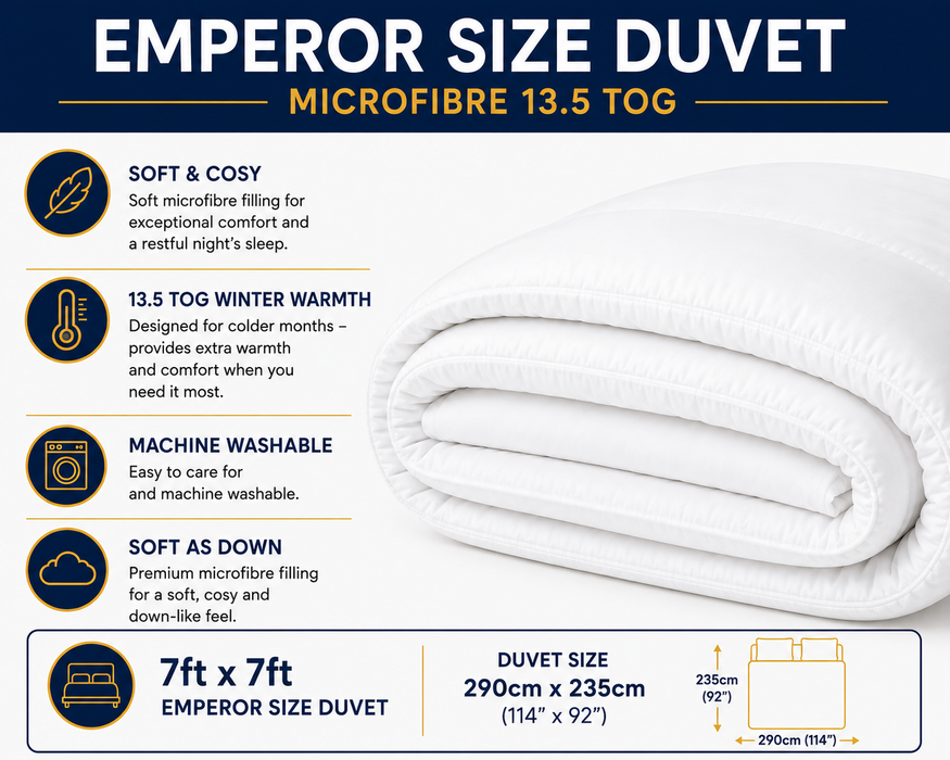 Emperor Duvet 13.5 tog Microfibre Down Alternative Hypoallergenic