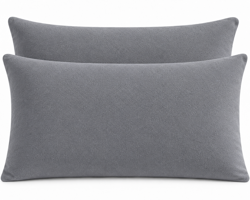 Super King 50 x 90cm Brushed Cotton Flannelette Pillowcases Pack of 2 Grey