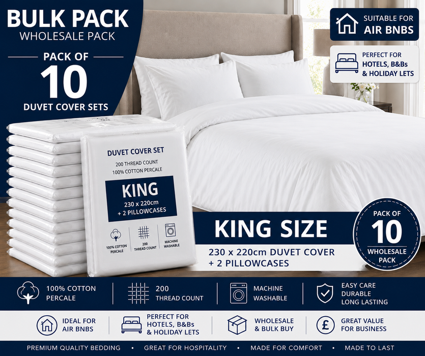 Wholesale White Duvet Cover Sets 100% Cotton Percale 200Tc Includes Pillowcase(s)