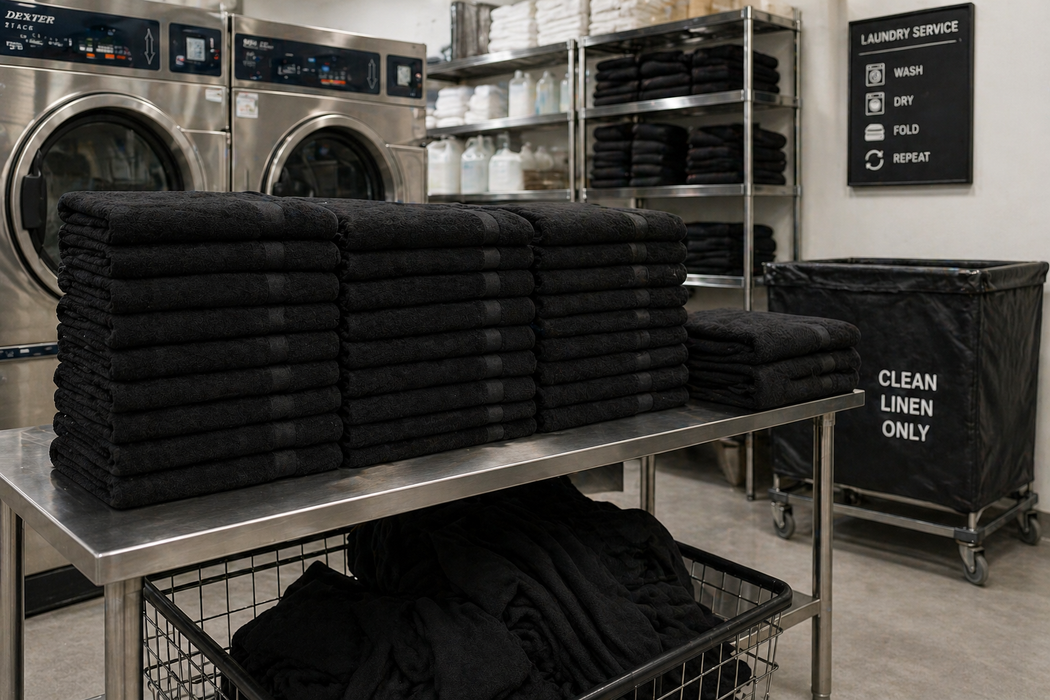Wholesale Black Hand Towels Bulk Buy 100% Cotton 400 gsm Packs of 12, 48, 72 and 96