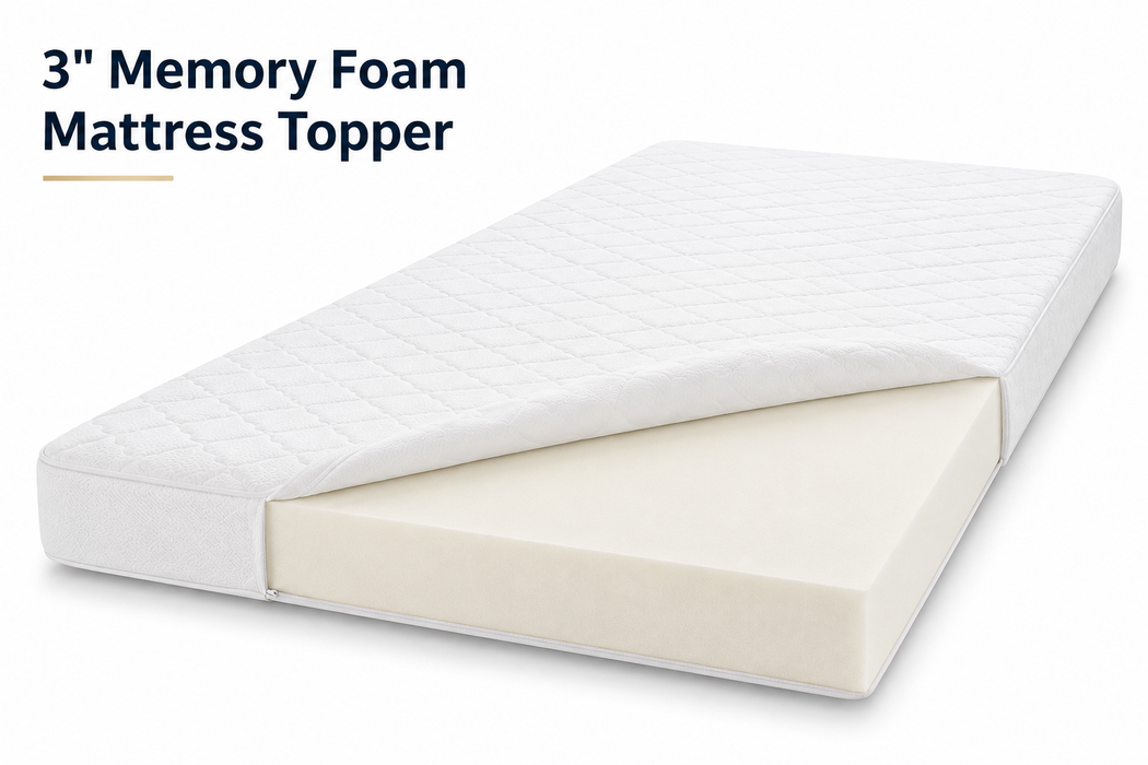Large Emperor Memory Foam Mattress Topper 3 Inch with Cover