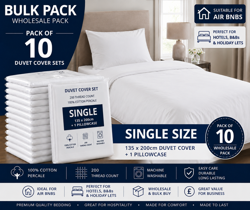 Wholesale White Duvet Cover Sets 100% Cotton Percale 200Tc Includes Pillowcase(s)