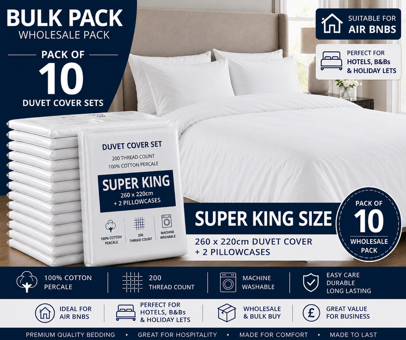 Wholesale White Duvet Cover Sets 100% Cotton Percale 200Tc Includes Pillowcase(s)