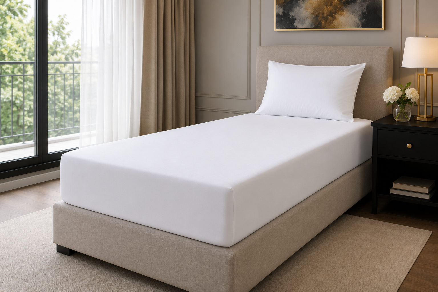 White Electric Bed Size Fitted Sheet 2ft 6in x 6ft 6in 12" Extra Deep 200Tc