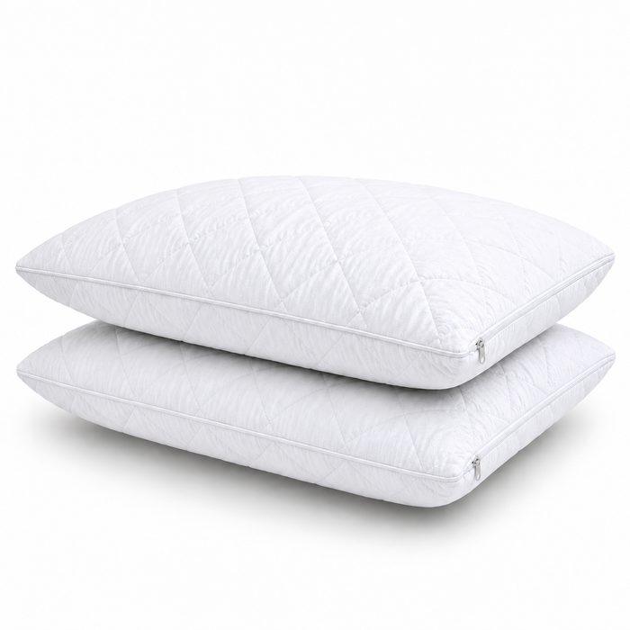 Super King Size Pillow Protectors Quilted Microfibre 50 x 90 cm Zipped Pack of 2 Hypo Allergenic Soft Smooth Touch