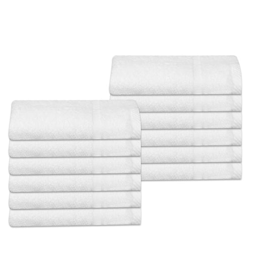 Budget White Hand Towels 100% Cotton 425 GSM Pack of 12