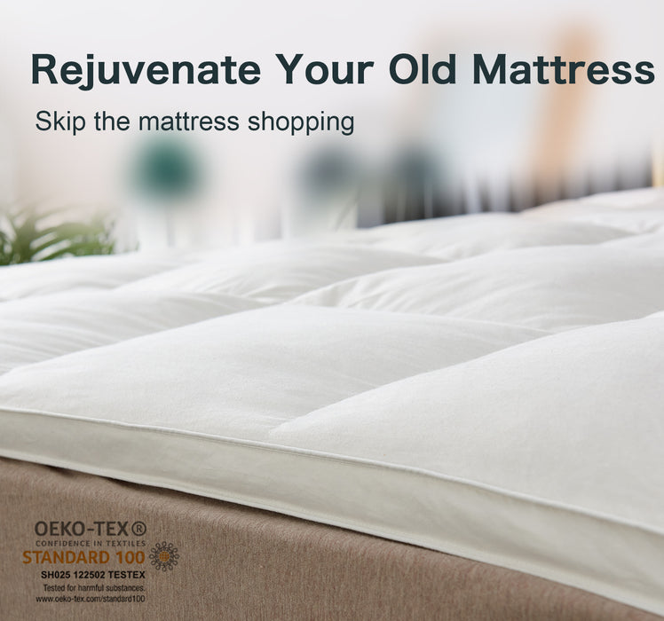Large Emperor Mattress Topper Goose Feather and Down 3" Thick