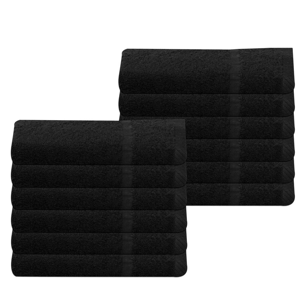 Wholesale Black Hand Towels Bulk Buy 100% Cotton 400 gsm Packs of 12, 48, 72 and 96