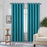 Teal Bedroom Eyelet Blackout Curtains 52" Wide x 63" Long with Tiebacks