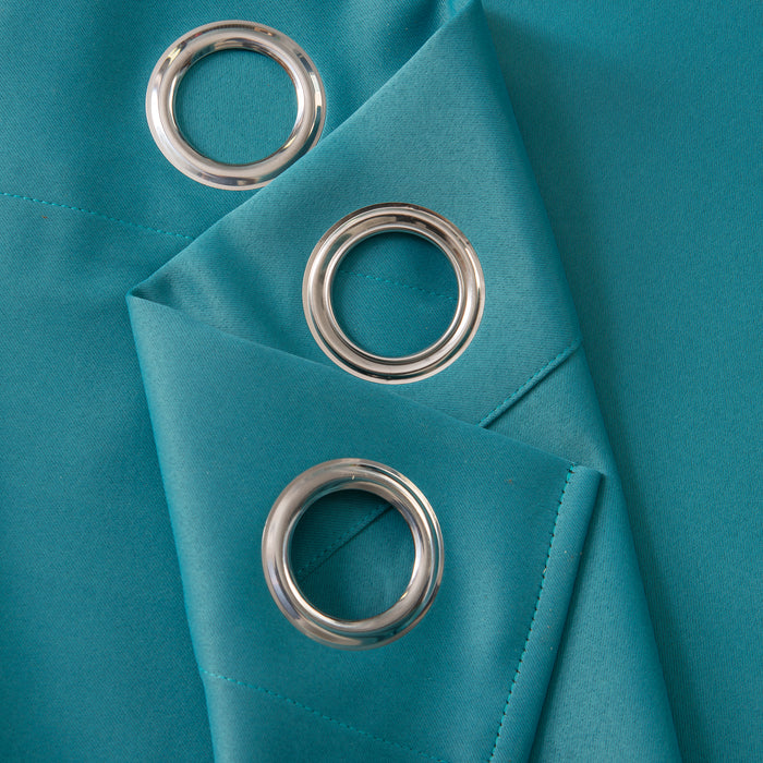 Extra Long 300cm Teal Blackout Curtain Pair 96" x 118" Two Tie Backs Included