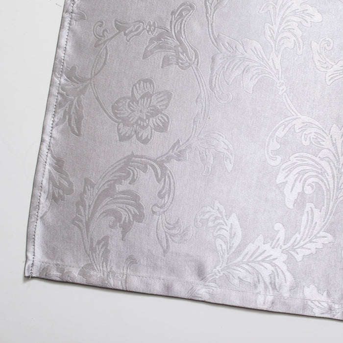 Silver Blackout Curtains Light Blocking Eyelet Ring Top Embossed with Tiebacks