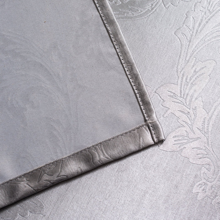 Silver Blackout Curtains Light Blocking Eyelet Ring Top Embossed with Tiebacks
