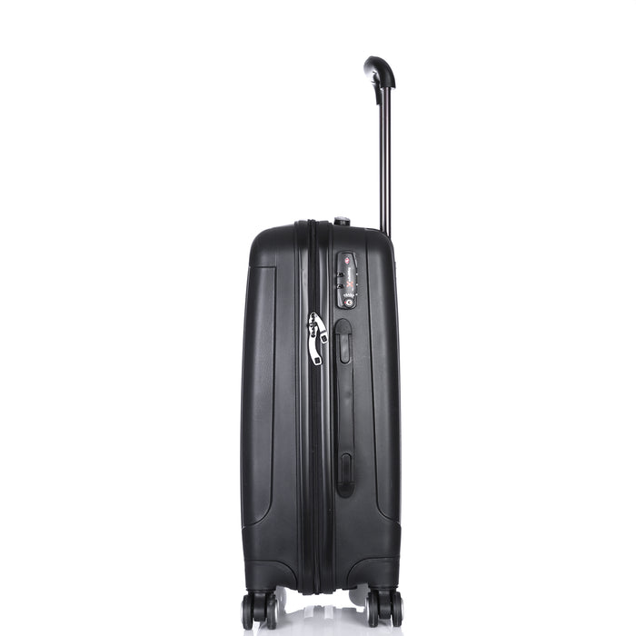 Hard Black Suitcase Set of 3 Virtually Indestructible LuggageX 4 Double Spinner Wheels