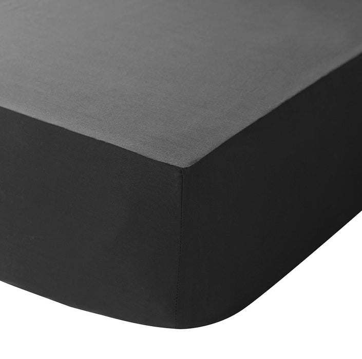 Black 10" Deep Fitted Sheet Single 200 TC Percale