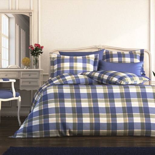 Bedmaker Riley Duvet Cover Set - Aqua Check - Single, Double, King, Super King