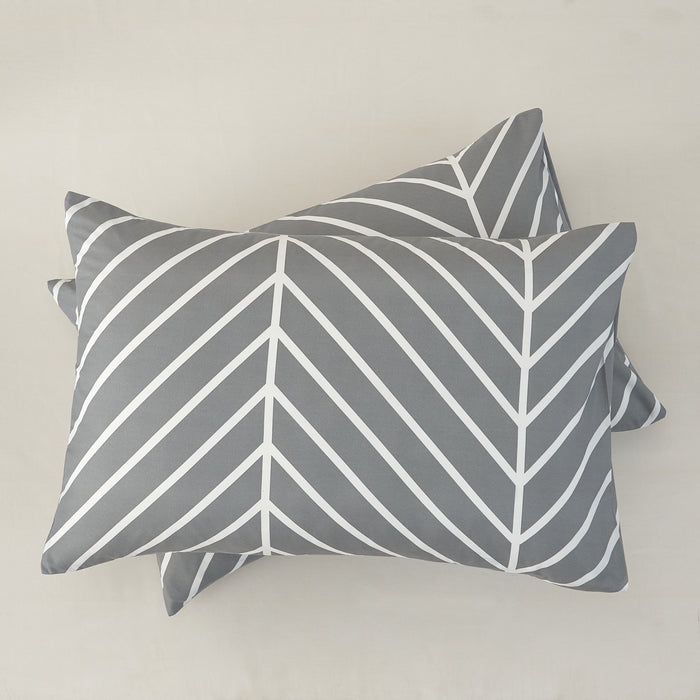 Grey Duvet Cover Sets Reversible Herringbone Microfibre Soft As Egyptian Cotton