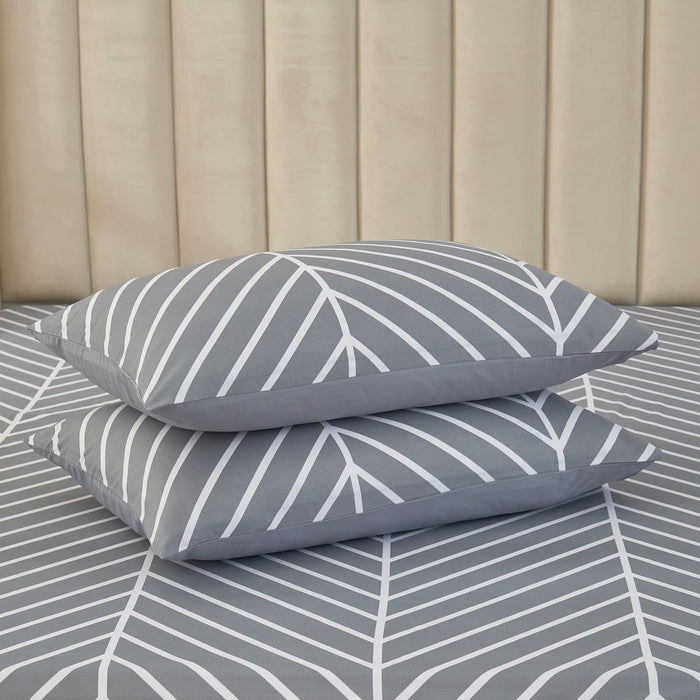 Grey Duvet Cover Sets Reversible Herringbone Microfibre Soft As Egyptian Cotton