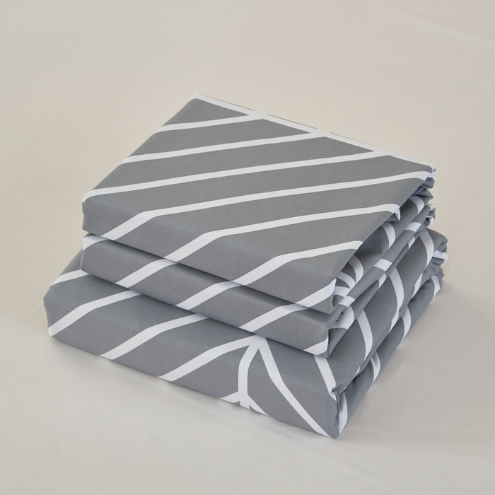 Wholesale Single Bed Size Grey Chevron 3pc Non Iron Complete Bedding Sets Pack of 10