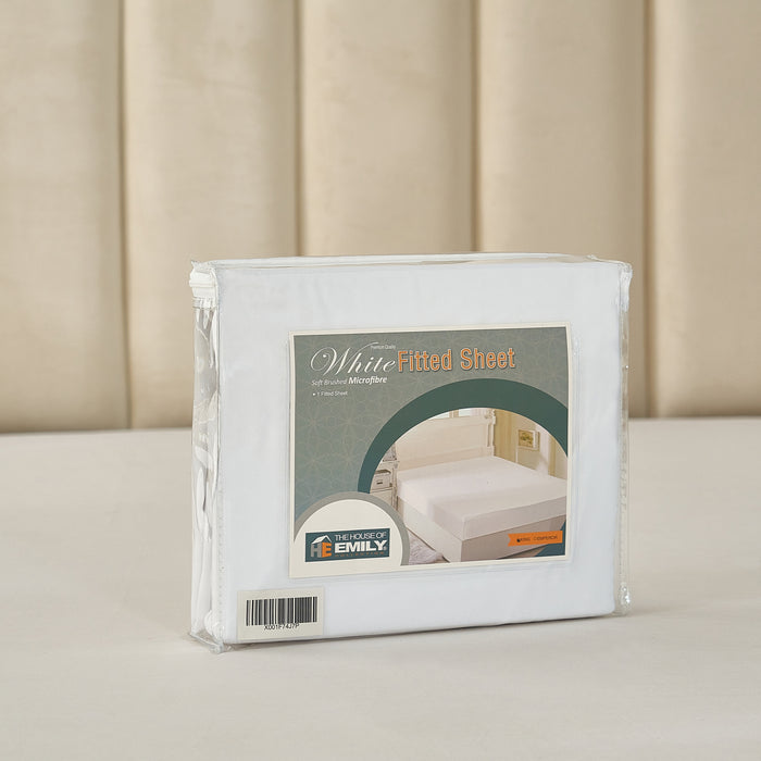 Super King Size Microfibre White Fitted Sheet 12" Depth Fully Elasticated